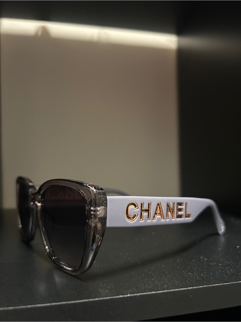 Chanel Women's Sunglasses in Light Blue with Gold Logo